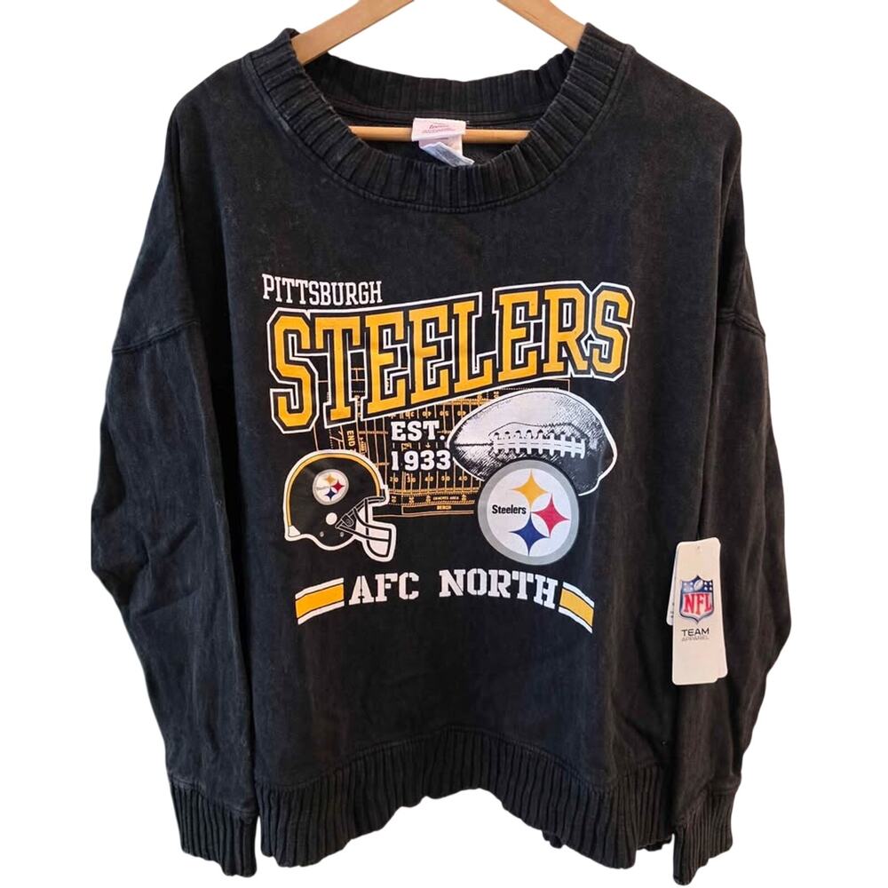 NFL Team Apparel Pittsburgh Steelers Sweatshirt- Size Juniors XL 15/16 - Black